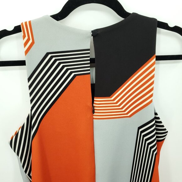 Milly of New York Reed Angular Mini Dress 8 Gray/Red - Picture 9 of 15